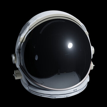 astronaut helmet isolated on black background