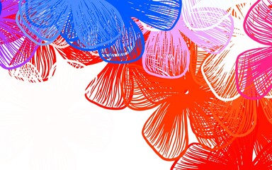 Light Blue, Red vector doodle layout with flowers