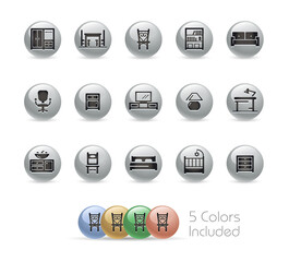 Furniture Icons // Metal Round Series - The vector file includes 5 color versions for each icon in different layers.
