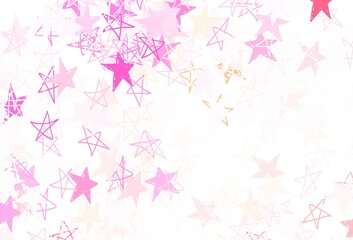 Light Red, Yellow vector texture with beautiful stars.