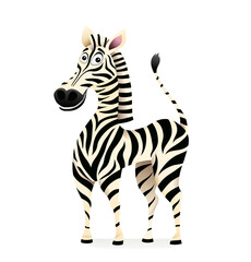 Fototapeta na wymiar Smiling zebra 3d vector isolated clipart cartoon design. African safari animal mascot for kids, cheerful striped black and white zebra standing. Vector illustration for children.