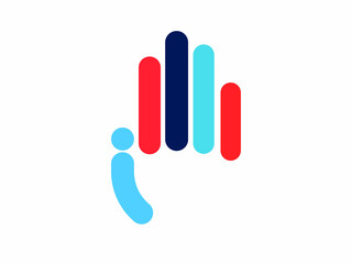 Hand stylized line logo, Hand colorful linear style logo, high five logo design