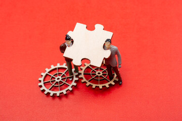 Puzzle piece as business solutions, cooperation, partnership and strategy concept
