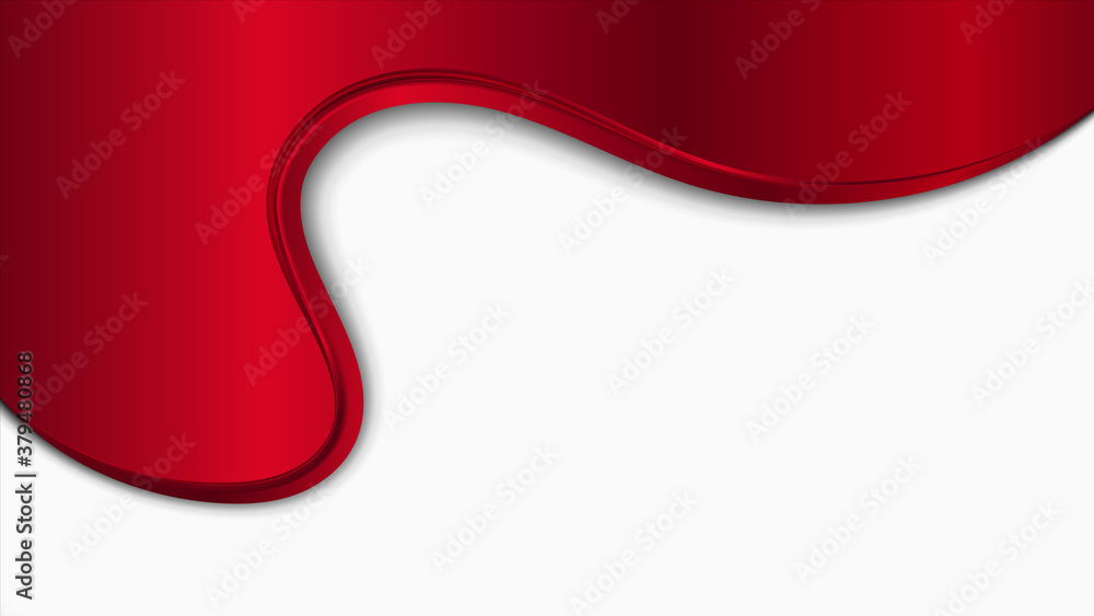 Poster red and white metal background with wave. abstract vector background
