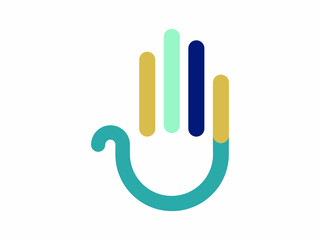 Hand stylized line logo, Hand colorful linear style logo, high five logo design