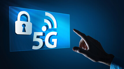 5G password lock internet security 3D ilustration