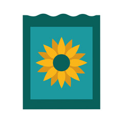 garden flower seeds bag flat style icon vector design