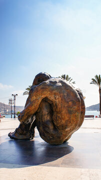 Cartagena, Spain - October 1, 2016: Monument El Zulo, created by sculptor Victor Ochoa. Dedicated to the victims of terror in Madrid in 2004