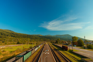old train station in Ukraine Carpathian mountains clean nature picturesque environment space clear weather day