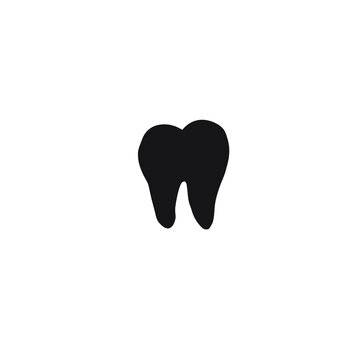 Vector hand drawn doodle tooth silhouette isolated on white background