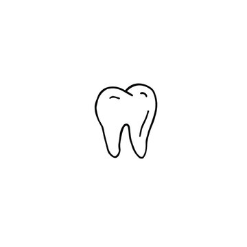 Vector hand drawn doodle sketch tooth isolated on white background