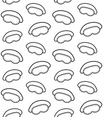 Vector seamless pattern of hand drawn doodle sketch sleeping mask isolated on white background