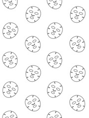 Vector seamless pattern of flat outline face beauty mask isolated on white background