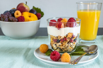 A healthy breakfast - lots of fruit and whole grains