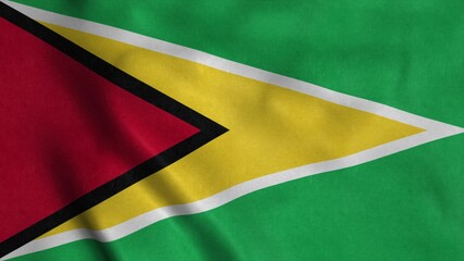 Guyana flag waving in the wind. National flag of Guyana. 3d rendering