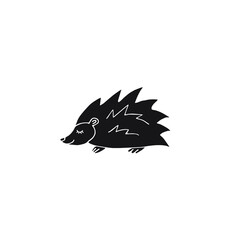 Vector black hand drawn doodle sketch hedgehog isolated on white background