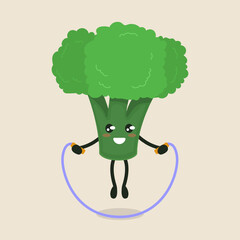 cute broccoli healthy vegetable mascot design illustration