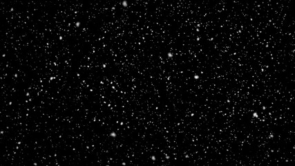 Realistic snow falling isolated on black. 3d rendering