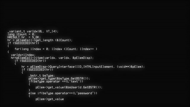 Encrypted fast scrolling programming security hacking code. 3d illustration