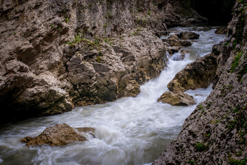 Naklejka na ściany i meble Rough river Belaya in Khadzhokhsky gorge, summer. Russia , the Republic of Adygea .