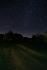 Fototapeta premium Mountain landscape with beautiful starry sky