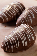 Gourmet  brigadiers stuffed with strawberry. Top view