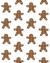 Vector seamless pattern of hand drawn doodle sketch ginger bread man cookies isolated on white background