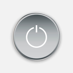 Silver power button. Gray shutdown icon. Power control symbol. Vector illustration. Stock image.