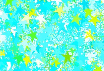 Light Blue, Green vector texture with beautiful stars.