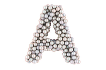 Letter A from white pearls, 3D rendering