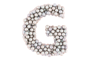 Letter G from white pearls, 3D rendering