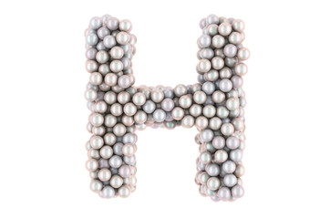 Letter H from white pearls, 3D rendering