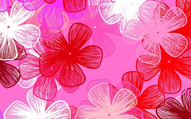 Light Pink, Red vector doodle pattern with flowers