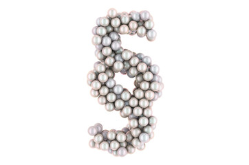 Section, paragraph symbol from white pearls, 3D rendering