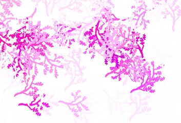 Light Pink vector doodle background with branches.