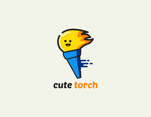 Cute torch logo design illustration.