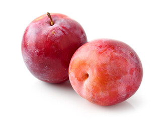 fresh ripe red plums