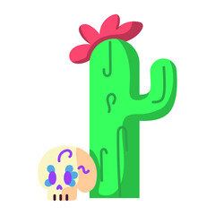 Isolated cactus with a skull icon - Vector illustration