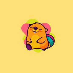 Funny happy beaver with variant color