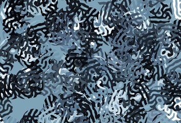 Dark BLUE vector backdrop with memphis shapes.