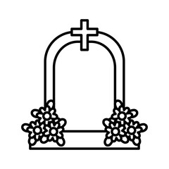 Isolated tombstone icon with flowers - Vector illustration