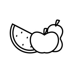 Set of fruits. Watermelon, pear and apple icons - Vector