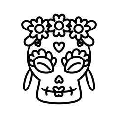 Isolated decorated traditional mexican skull - Vector illustration