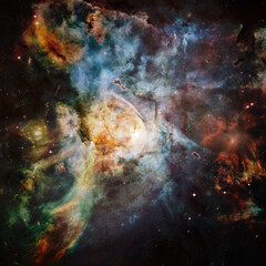 Nebula and stars in deep space. Elements of this image furnished by NASA