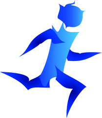 Blue logo and symbol illustration of a runner. Part of the triathlon set of symbols (you can also find cycling and swimming from this collection)