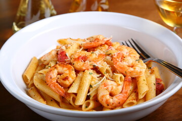 Italian pasta with prawns