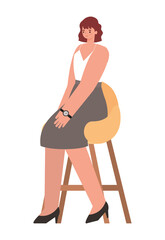 woman cartoon on chair vector design