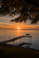 Fototapeta na wymiar Summer sunset on Green Bay in Door County, Wisconsin