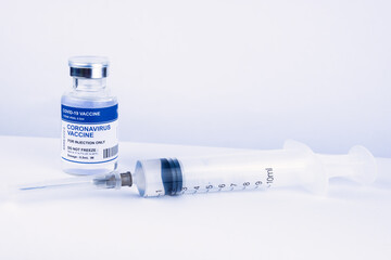 COVID 19 vaccine or Coronavirus vaccine with needle, prepare for injection, vaccine concept of fight against coronavirus.