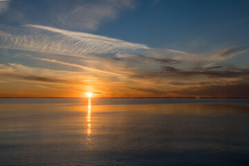 Summer sunset on Green Bay in Door County, Wisconsin